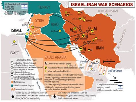 The Middle East and Iran: Map of Israels-Iran War Scenarios in 2012