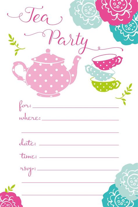 Tea Party Invitations Printable