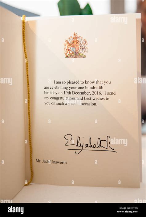 Telegram and birthday card from Queen Elizabeth ll to congratulate man ...