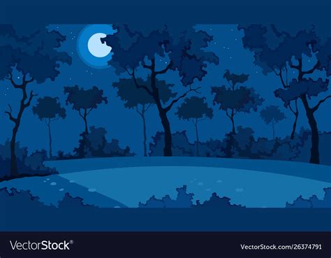 Blue background cartoon summer forest Royalty Free Vector