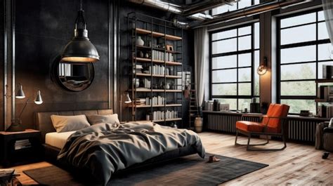 Premium AI Image | Bedroom decor home interior design Industrial ...