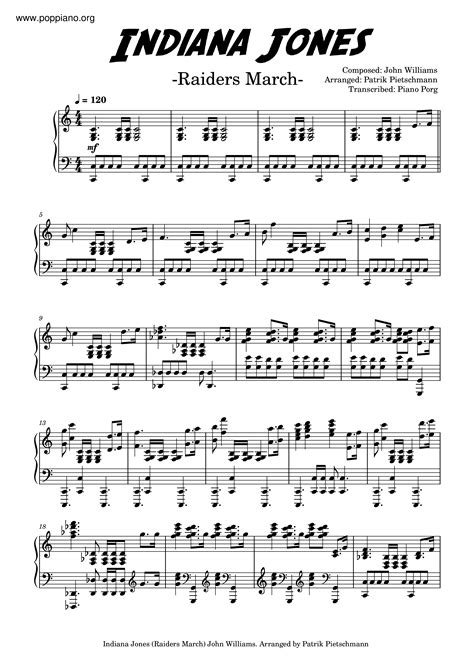 John Williams-Indiana Jones Theme Sheet Music pdf, -奪寶奇兵 楽譜 - Free ...