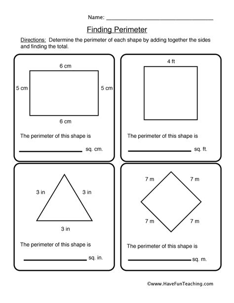 Finding Shape Perimeter Worksheet by Teach Simple