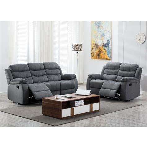 AC Pacific Jim Gray Fabric Reclining Living Room Set - Walmart.com