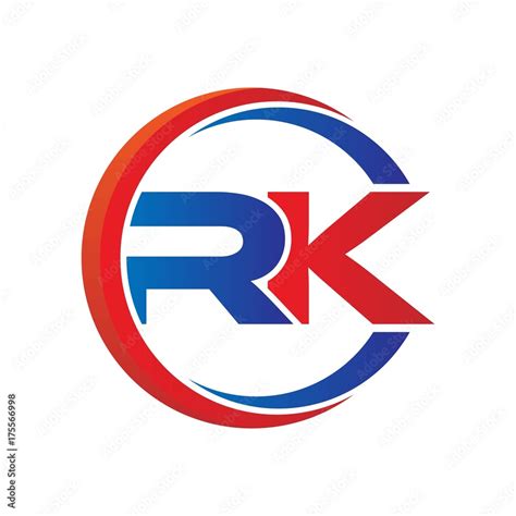 rk logo vector modern initial swoosh circle blue and red Stock Vector ...