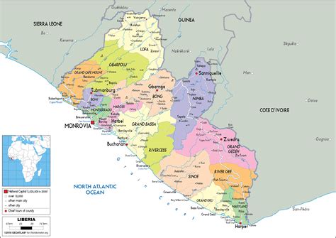 Liberia Map (Political) - Worldometer