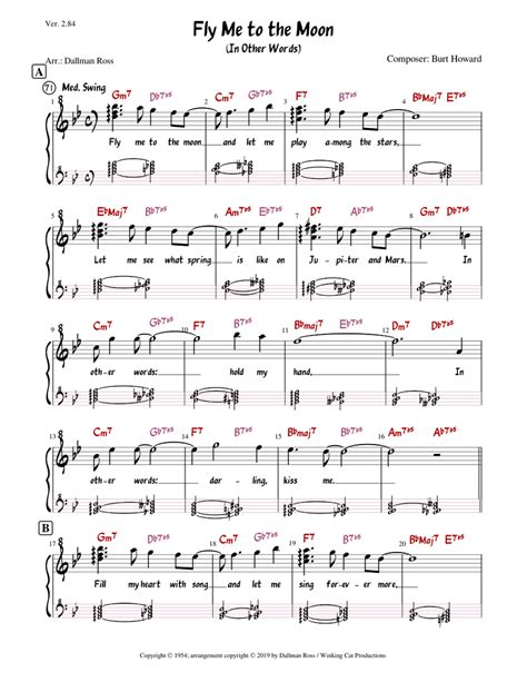 Fly Me to the Moon - Lead Sheet Sheet music for Piano (Solo) Easy ...