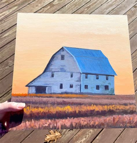 Barn at Sunset Country Sunset Barn Landscape Landscape With - Etsy