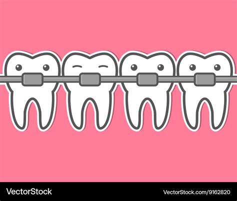 Cartoon tooth braces Royalty Free Vector Image