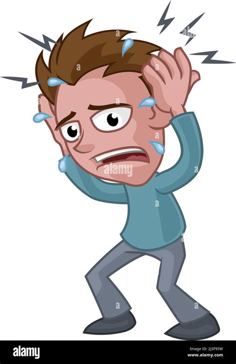 Stressed Anxiety or Headache Man Cartoon Stock Vector Image & Art - Alamy