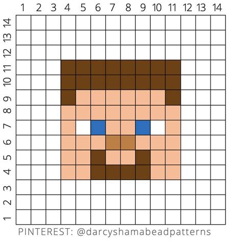 Minecraft Steve Pattern #14x14 | Easy pixel art, Minecraft pixel art ...