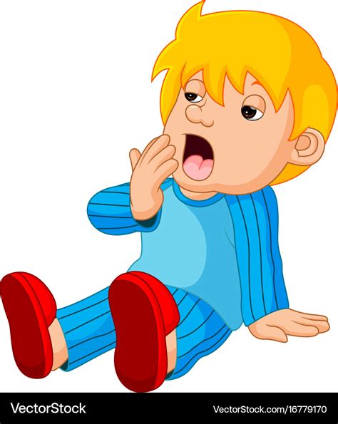 Cute boy cartoon sleepy Royalty Free Vector Image