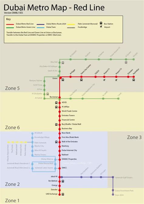 Dubai Metro Red Line - Stations, Route Map