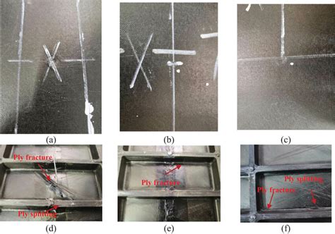 (a and d) External damage of #10 specimen; (b and e) external damage of ...