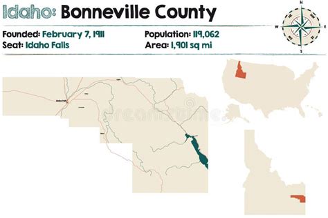 Map of Bonneville County in Idaho Stock Vector - Illustration of city ...