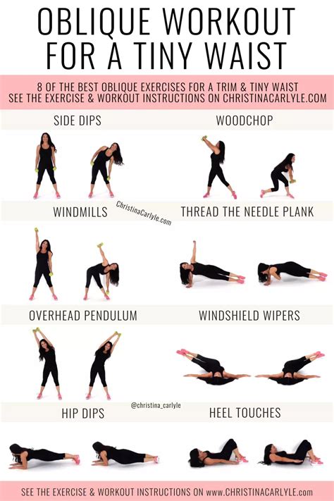 trainer Christina Carlyle doing 8 oblique exercises and text that says ...