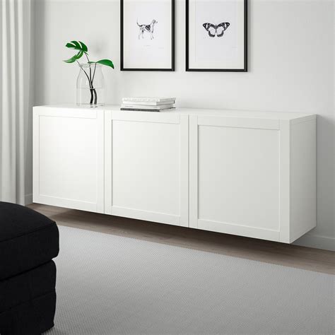 BESTÅ Wall-mounted cabinet combination - white, Hanviken white - IKEA ...