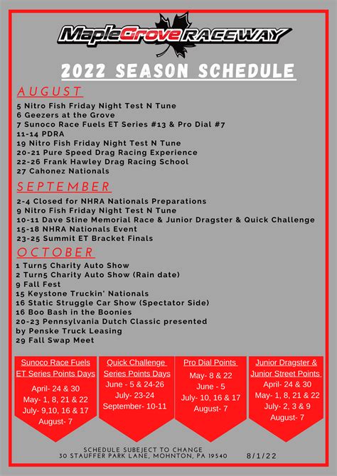 Maple Grove Raceway Events Calendar - Max Marcelle