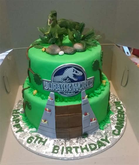 2 Tier Jurassic World Themed Birthday Cake - CakeCentral.com