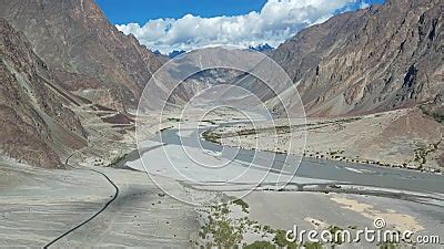 Aerial View of Shyok River, Part of the Silk Road, Northern of Leh ...