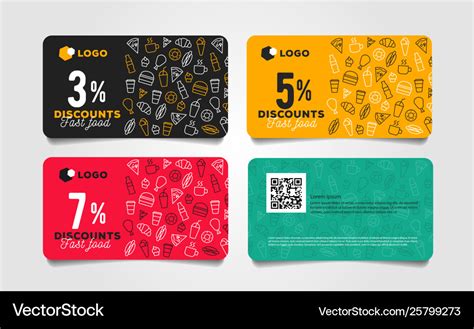 Discount card or voucher fast food template design