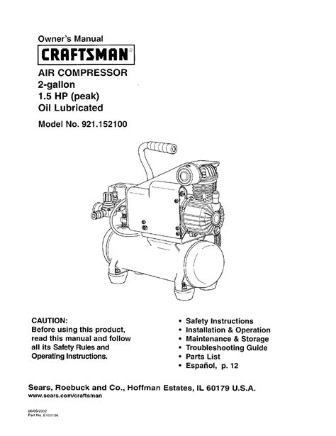 Craftsman Air Compressor Manual