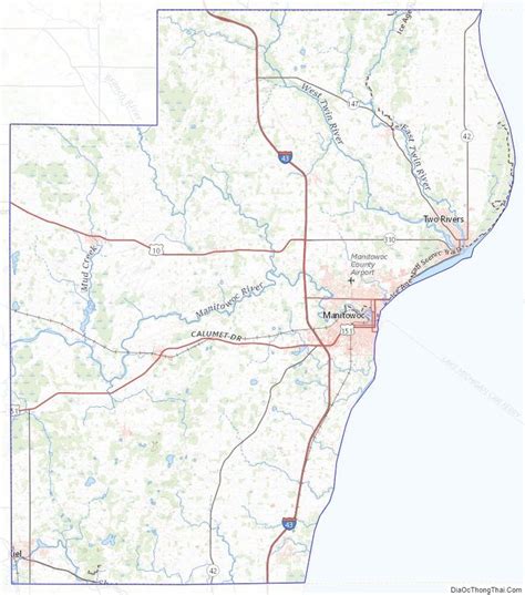 Topographic map of Manitowoc County, Wisconsin | Bản đồ, Wisconsin