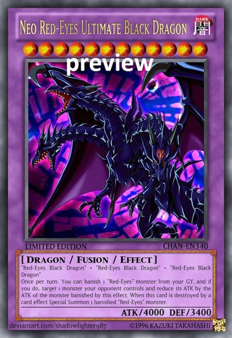 Neo Red-eyes Ultimate Black Dragon Orica Custom Card Obelisk - Etsy ...