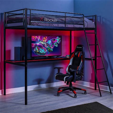 HQ Gaming Loft Bunk Bed with Battlestation