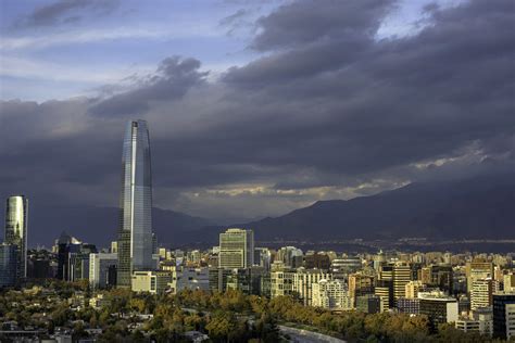 Santiago Skyline with clouds and skyscrapers image - Free stock photo ...