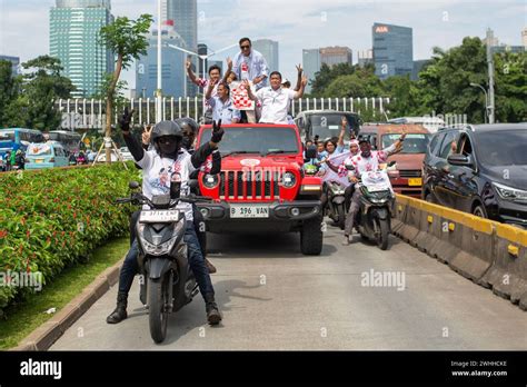 JAKARTA, INDONESIA - FEBRUARY 10, 2024: Supporters of Mr. Prabowo ...