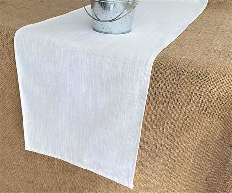 White Wood Planks Texture Cotton And Linen Table Runner Kitchen Dining ...