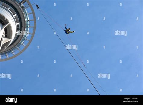 New Zealand, Auckland, SkyJump from the Sky Tower in Auckland, Skytower ...