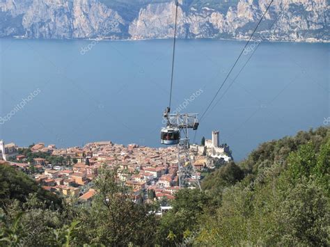 Cable car Malcesine - Monte Baldo on Lake Garda — Stock Photo ...