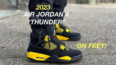 2023 AIR JORDAN 4 "THUNDER" REVIEW & ON FEET! - YouTube