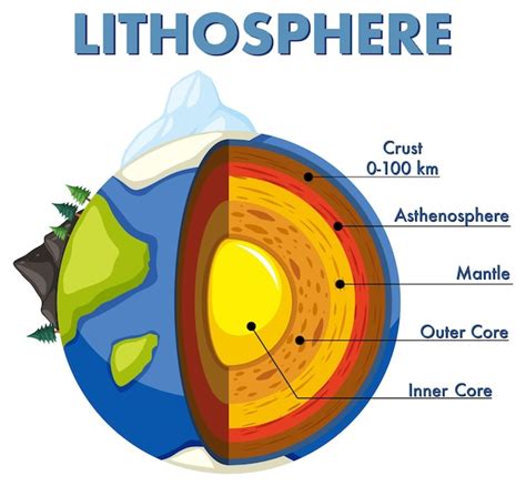 Premium Vector | Diagram showing layers of the Earth lithosphere