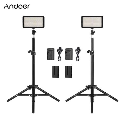 Andoer LED Video Light Kit 2pcs Bi Color Dimmable LED Video Light+2pcs ...