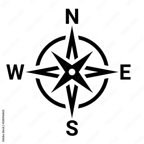 Flat compass direction illustration. Map symbol. Stock Vector | Adobe Stock