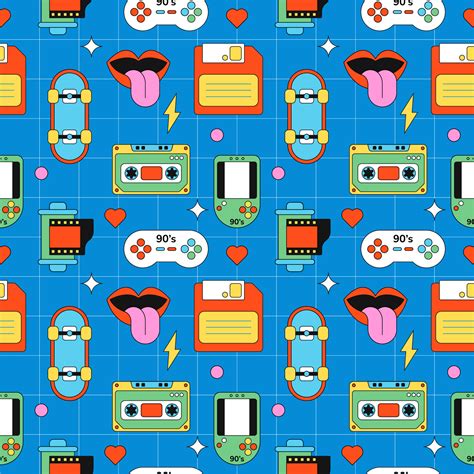 Retro 90s Pattern 7361316 Vector Art at Vecteezy