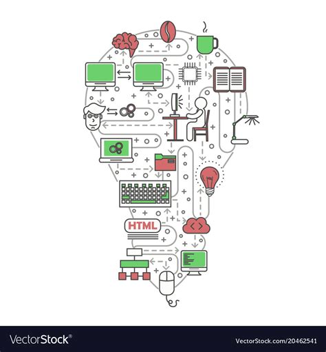 Computer programmer concept flat line art Vector Image