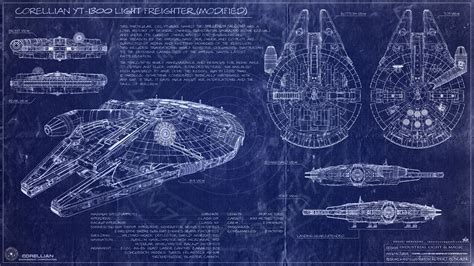 Millenium Falcon Blueprint (Star Wars:A new Hope), Robert Bonchune on ...