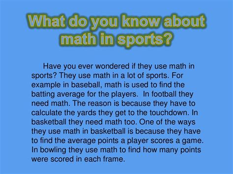 MATH IN SPORTS