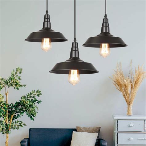 LNC Barnyard II 10.2 in. Modern Farmhouse Black Pendant Light ...