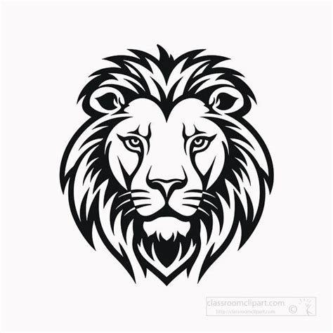 Animal Outline Clipart-lion face front black outline clip art