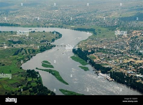 Africa SOUTH SUDAN aerial view of capital Juba at river white Nile ...