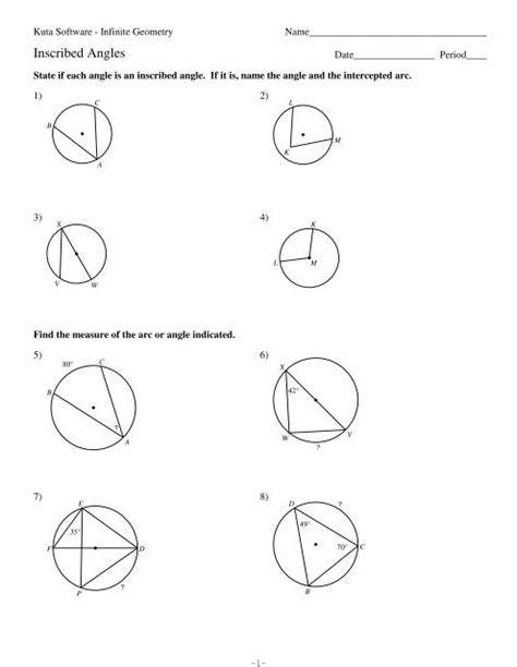 11-Inscribed Angles - Kuta Software