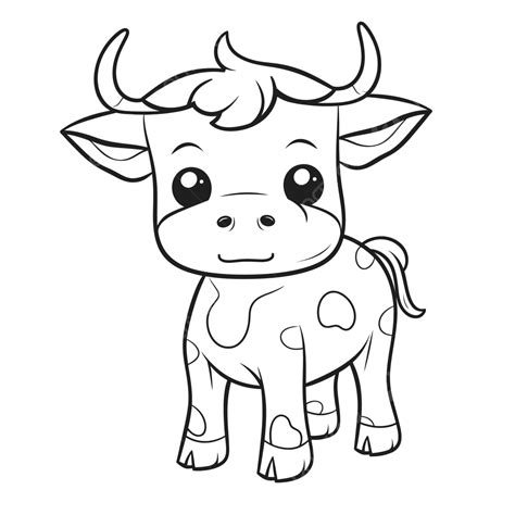 Cute Baby Cow That Can Be Used As A Coloring Page Outline Sketch ...