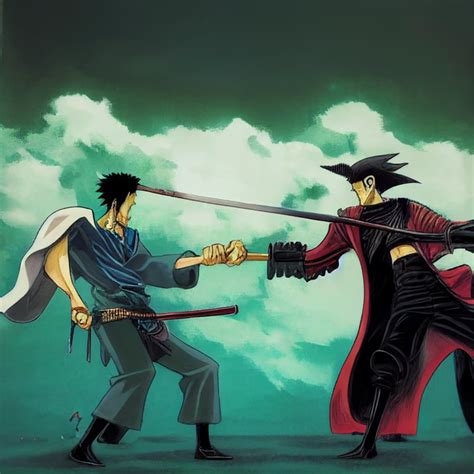 prompthunt: zoro vs mihawk fight