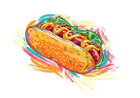 Illustration Vector Artwork Hot Dog Vector Illustration - Designious