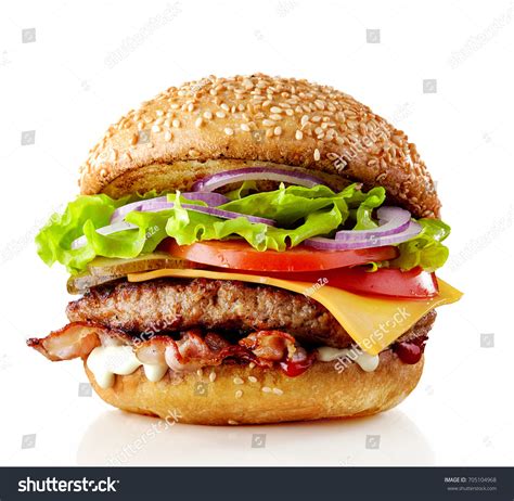 Fresh Tasty Burger Isolated On White Stock Photo 705104968 | Shutterstock